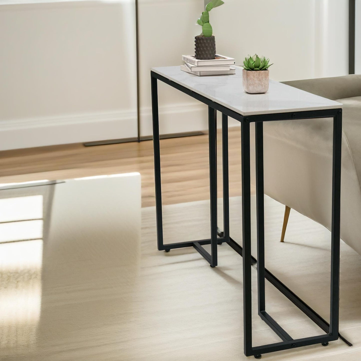 faux marble console table