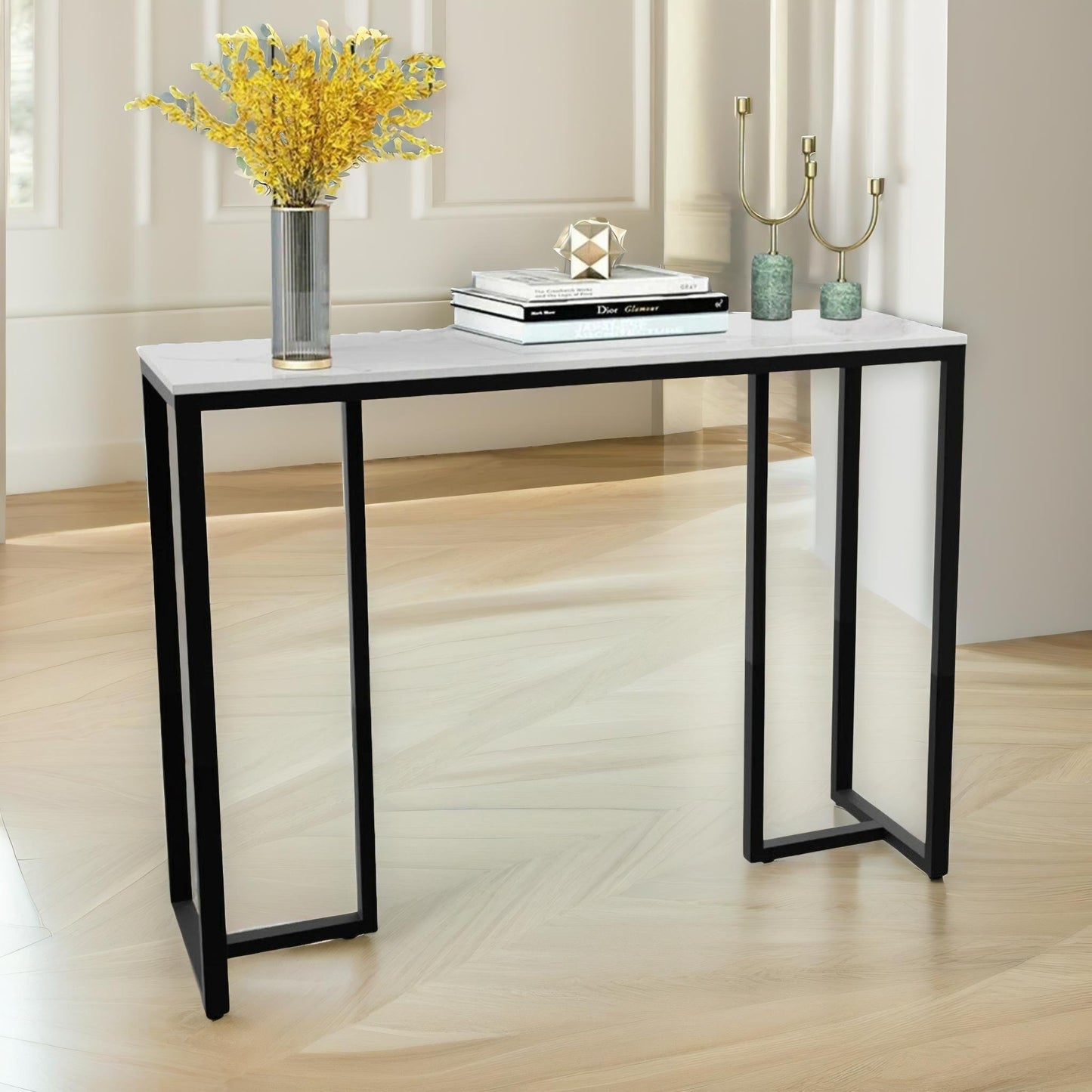 faux marble console table