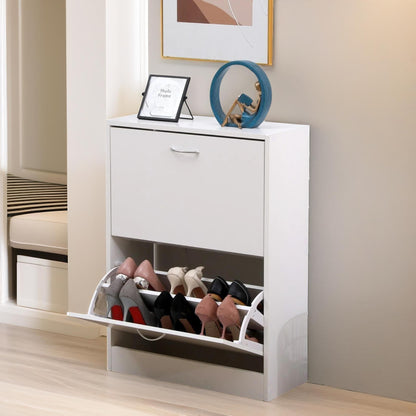 2 Drawer Shoe Storage Cabinet White