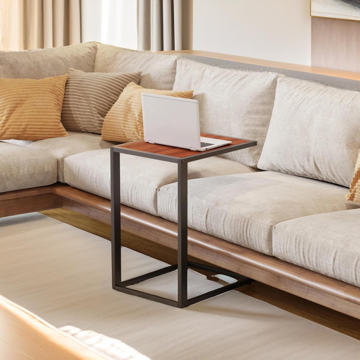 side table c shaped walnut