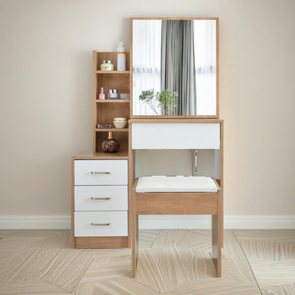 4 Drawer Dressing Table With Mirror And Stool