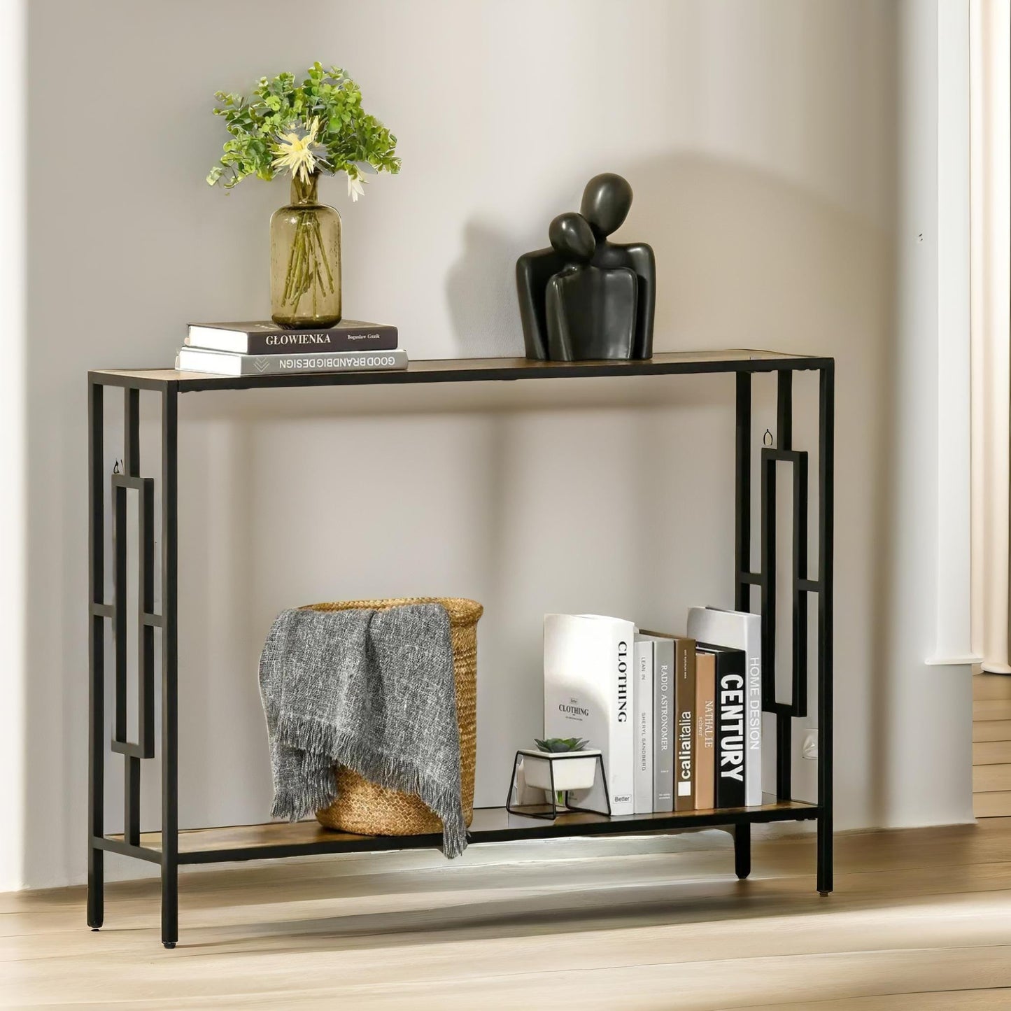 106cm wide narrow console table industrial style