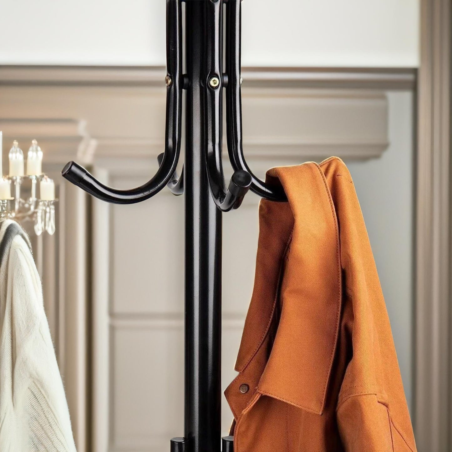 metal coat stand with 12 hooks black