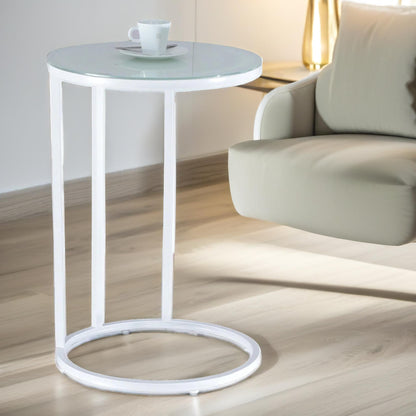 Round C Shaped Side Table White