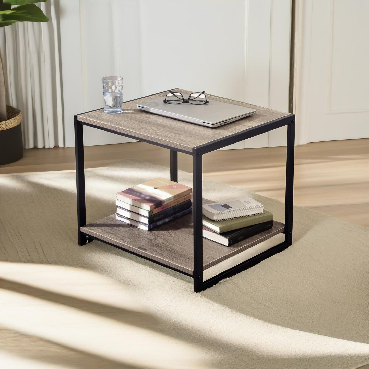 industrial 2 tier side table rustic