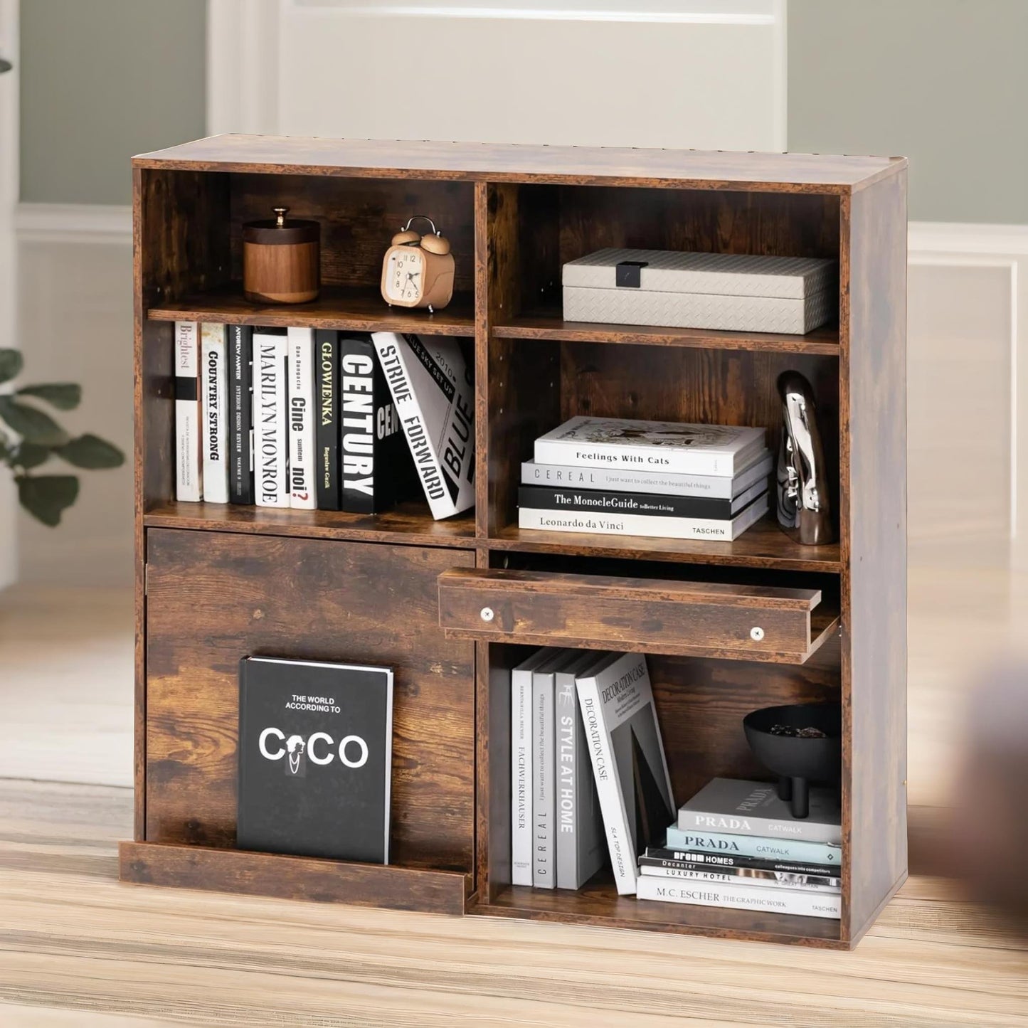 6 cube adjustable storage unit bookcase rustic brown