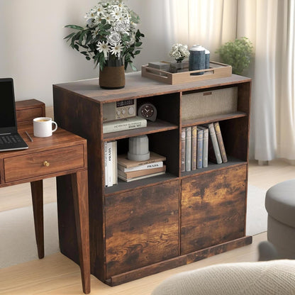 6 Cube Adjustable Storage Unit Bookcase Rustic Brown