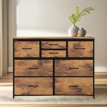 Bedroom Chest With 8 Fabric Drawers Rustic Brown