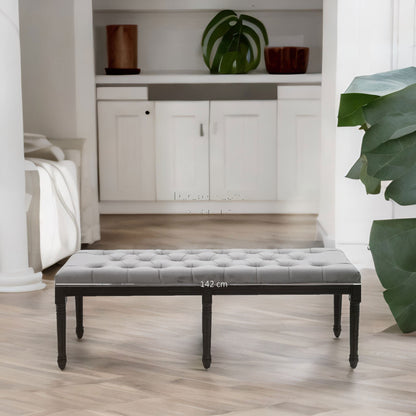 Tufted Velvet Bed End Window Accent Bench Seat Grey