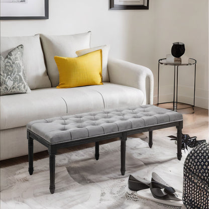 Tufted Velvet Bed End Window Accent Bench Seat Grey