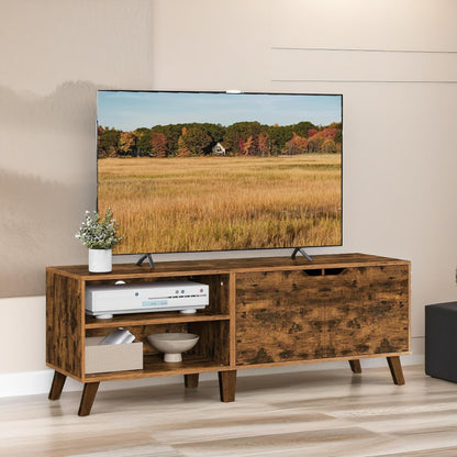 140CM Wide TV Stand Cabinet With Shelves Rustic Brown
