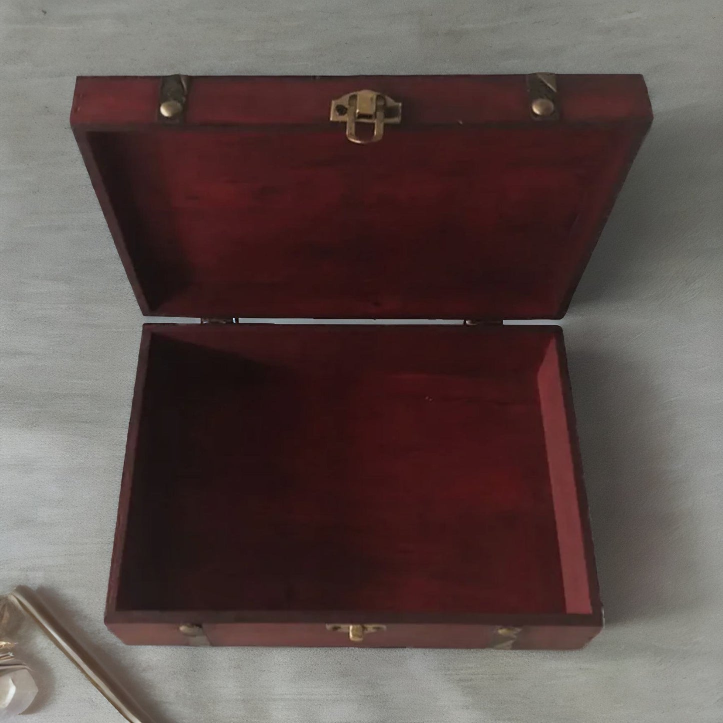 wooden vintage look jewellery storage box organiser brown