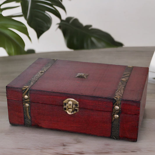 Wooden Vintage Look Jewellery Storage Box Organiser Brown