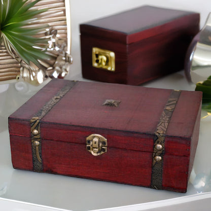 Wooden Vintage Look Jewellery Storage Box Organiser Brown