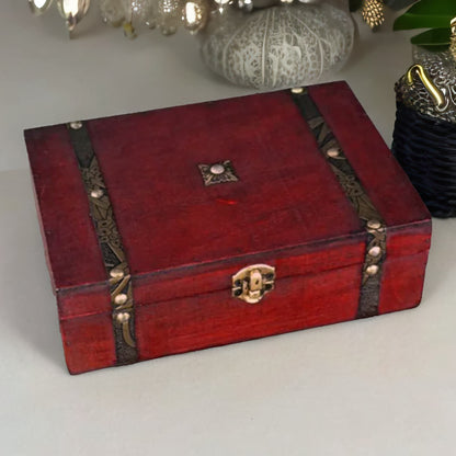 Wooden Vintage Look Jewellery Storage Box Organiser Brown