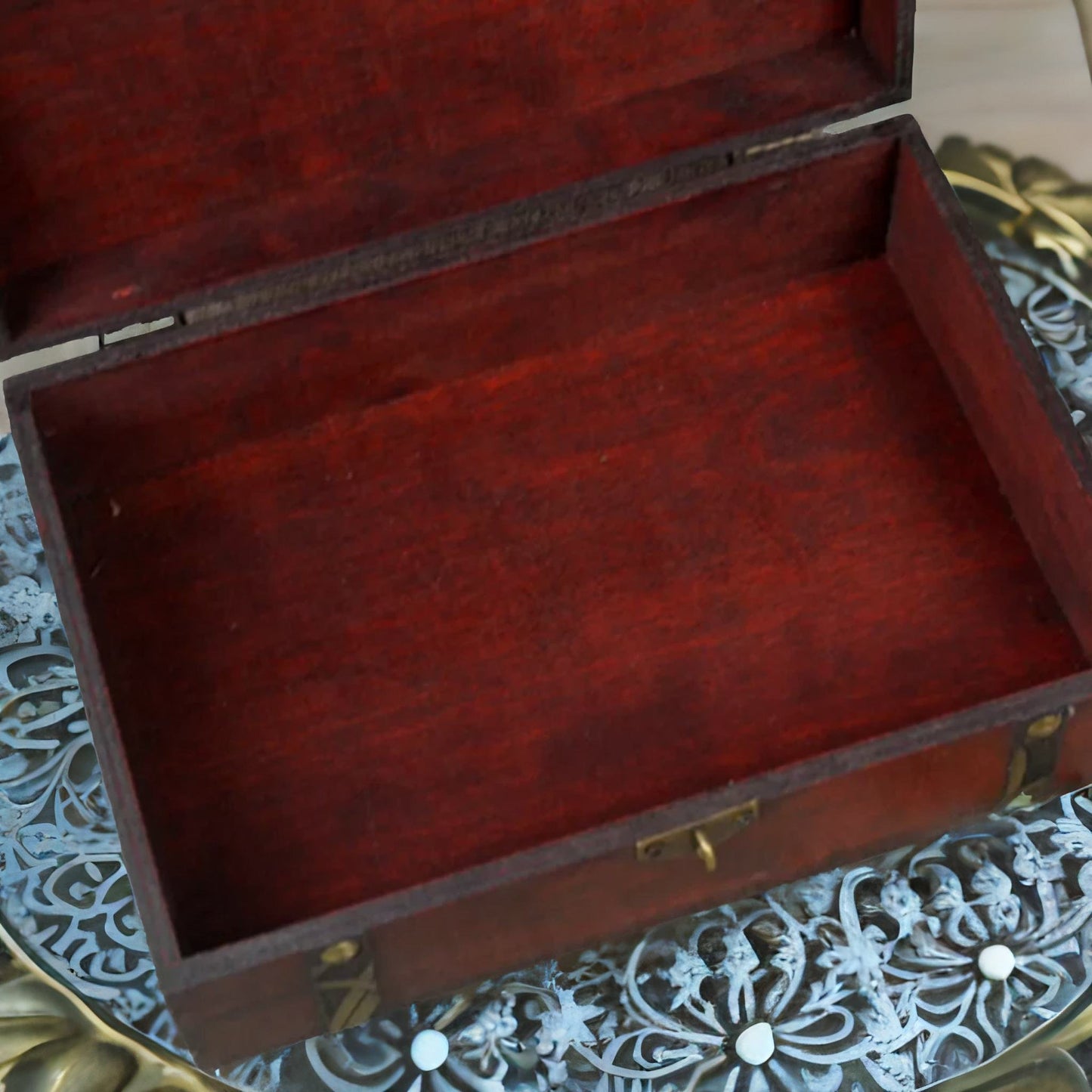 wooden vintage look jewellery storage box organiser brown