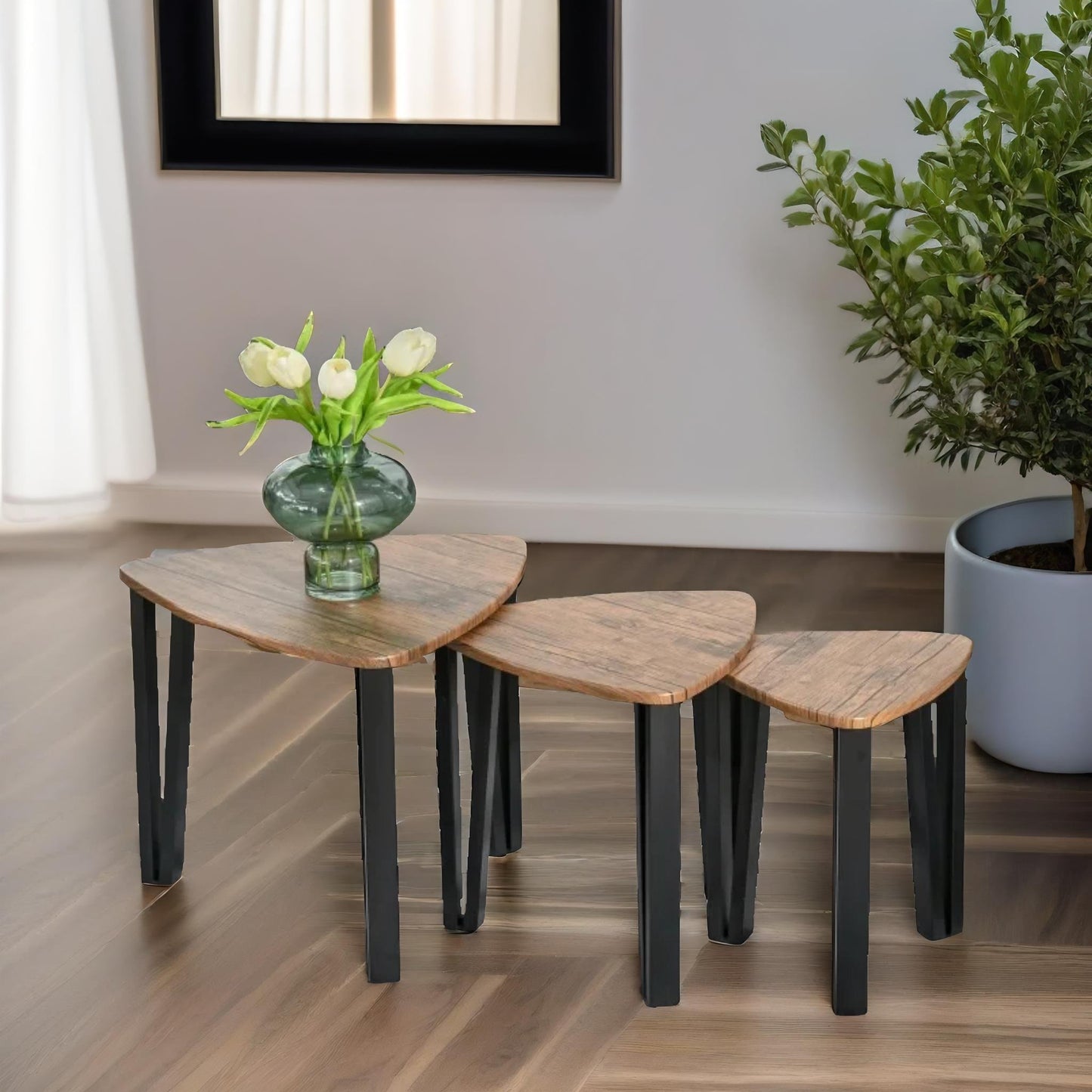 industrial set of 3 nesting tables rustic