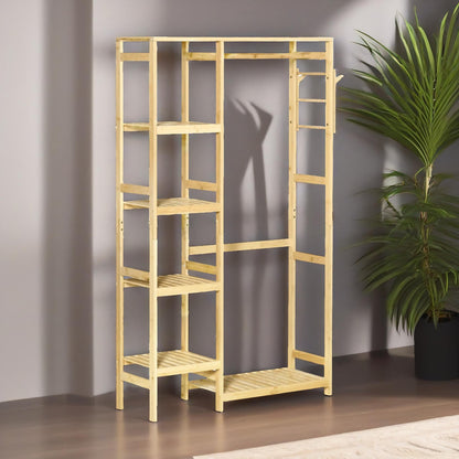 Bamboo 155CM Tall Open Wardrobe With Shelves