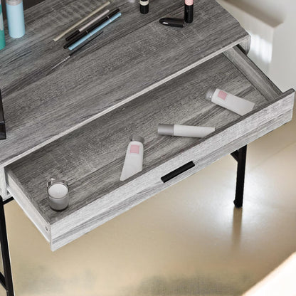 Industrial Dressing Table With Mirror Grey