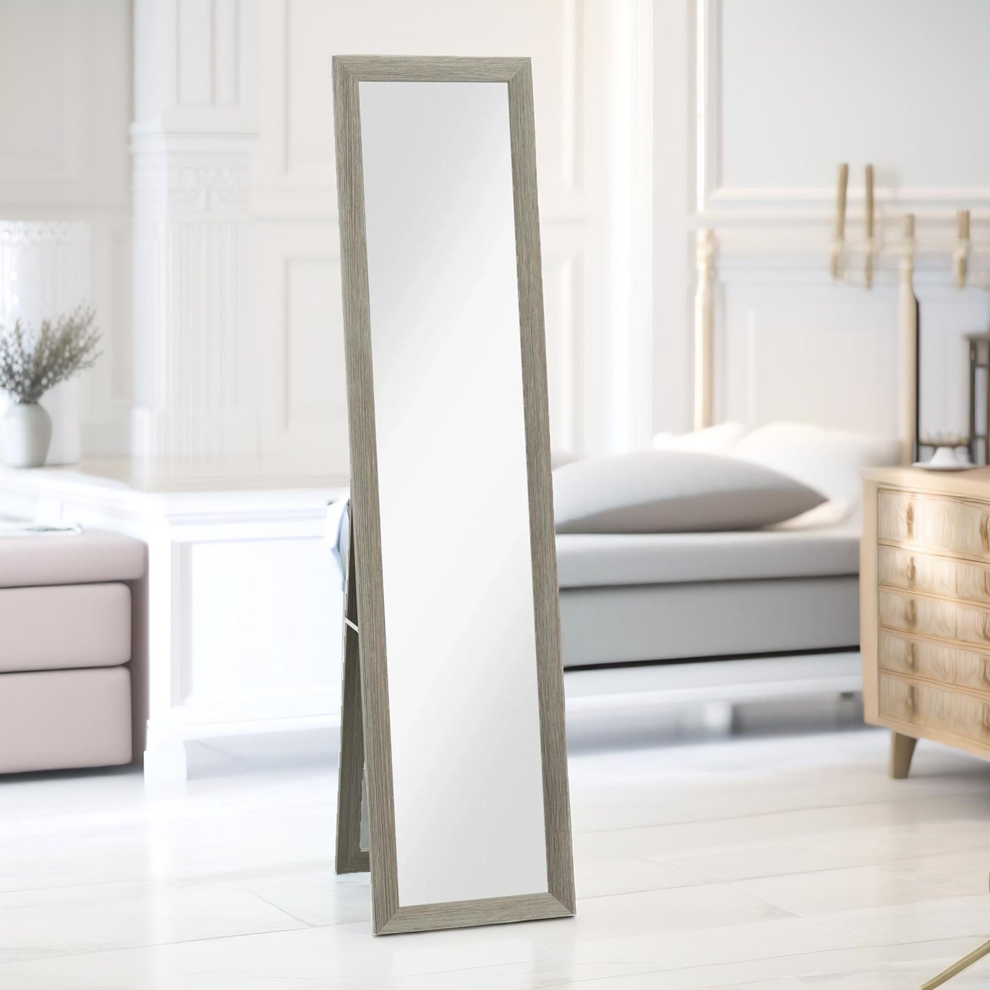 rustic full length mirror freestanding or hanging grey