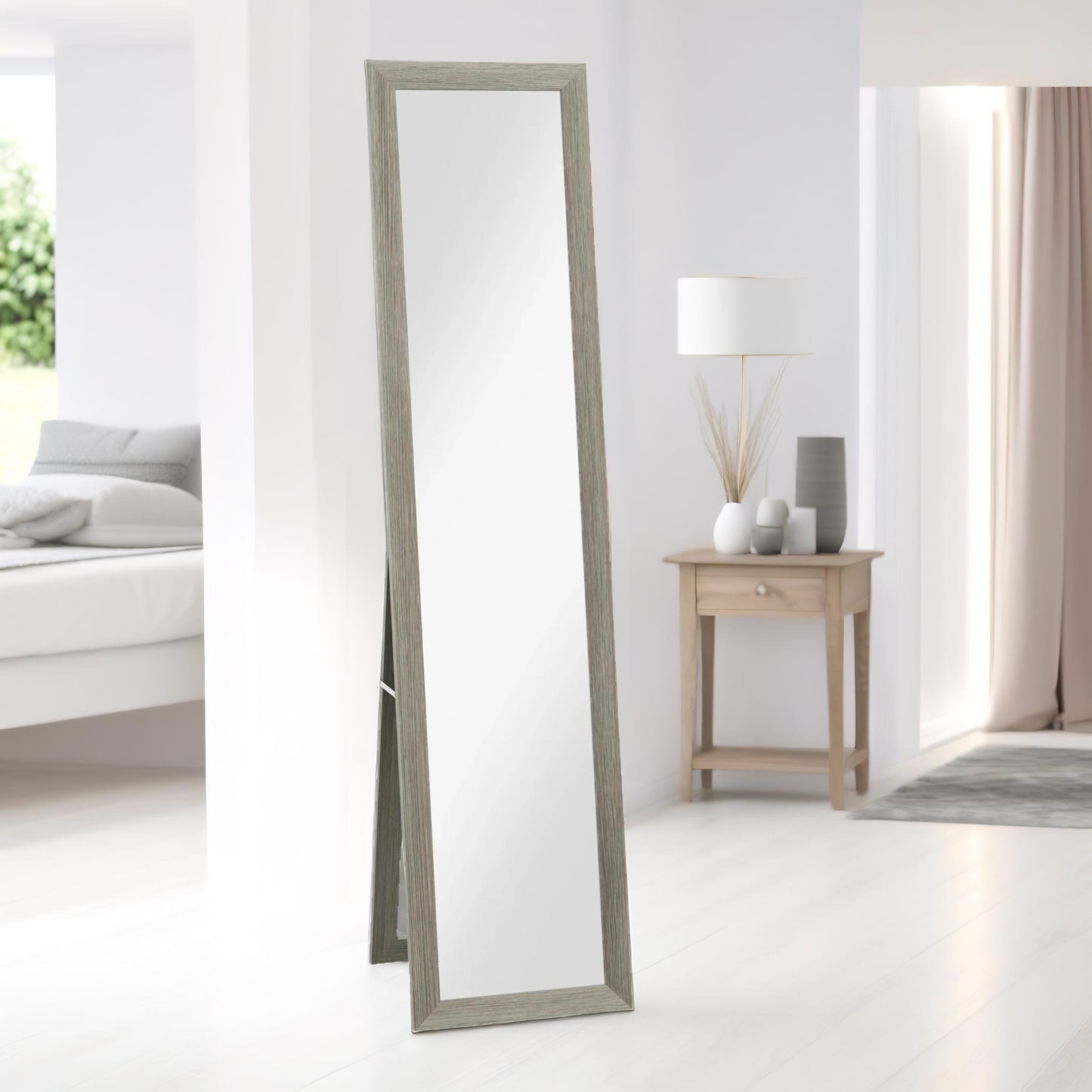 rustic full length mirror freestanding or hanging grey