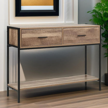 Industrial Console Table With 2 Drawers