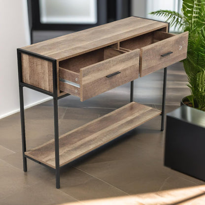 Industrial Console Table With 2 Drawers