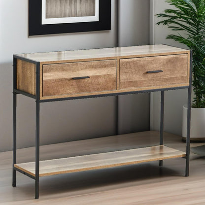 Industrial Console Table With 2 Drawers