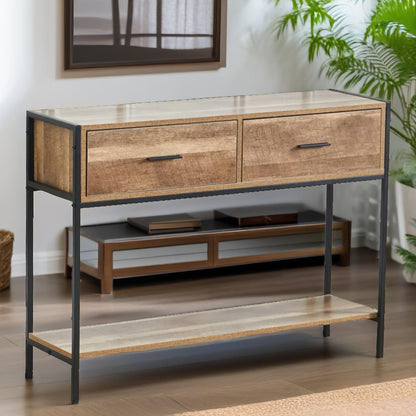 Industrial Console Table With 2 Drawers