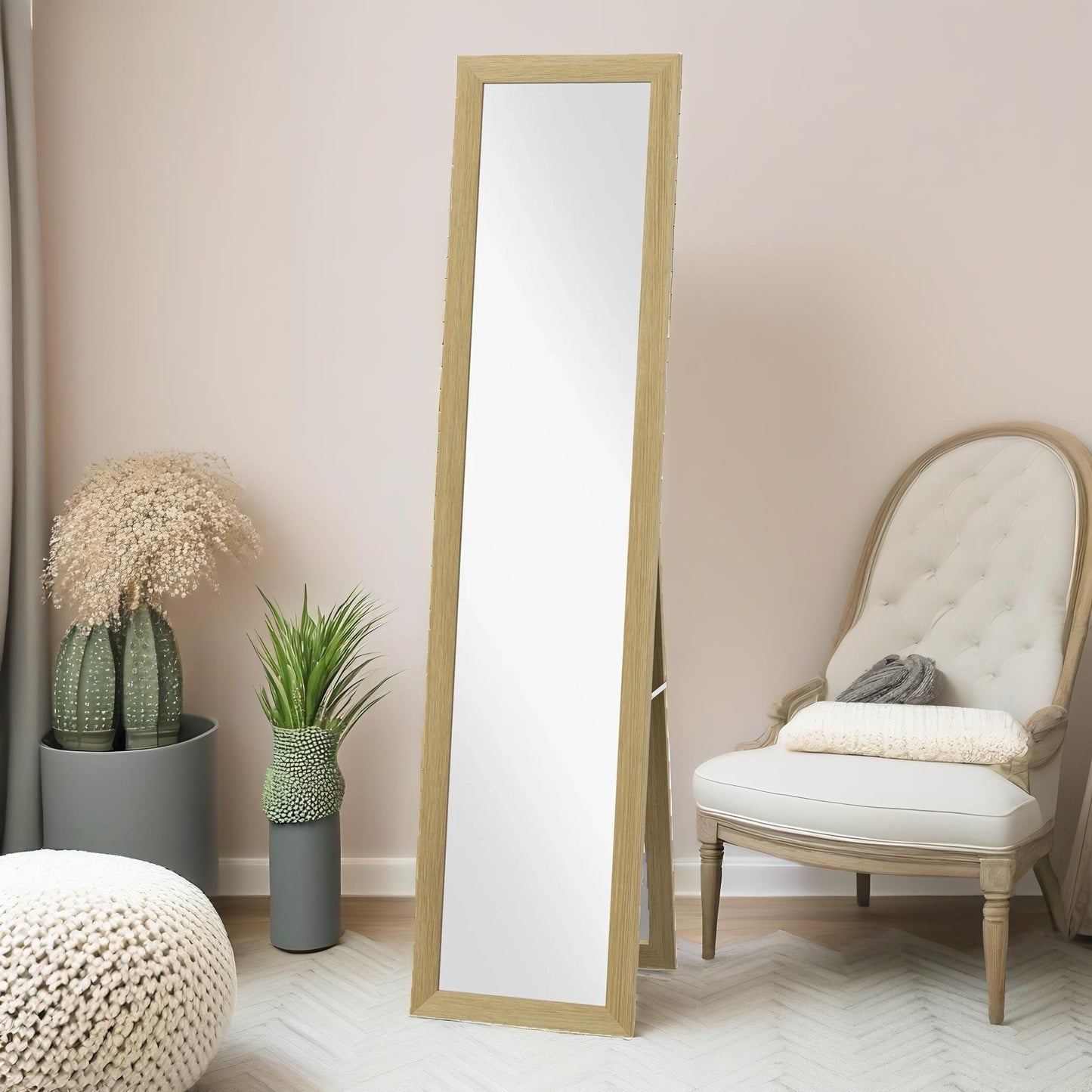 rustic full length mirror freestanding or hanging natural