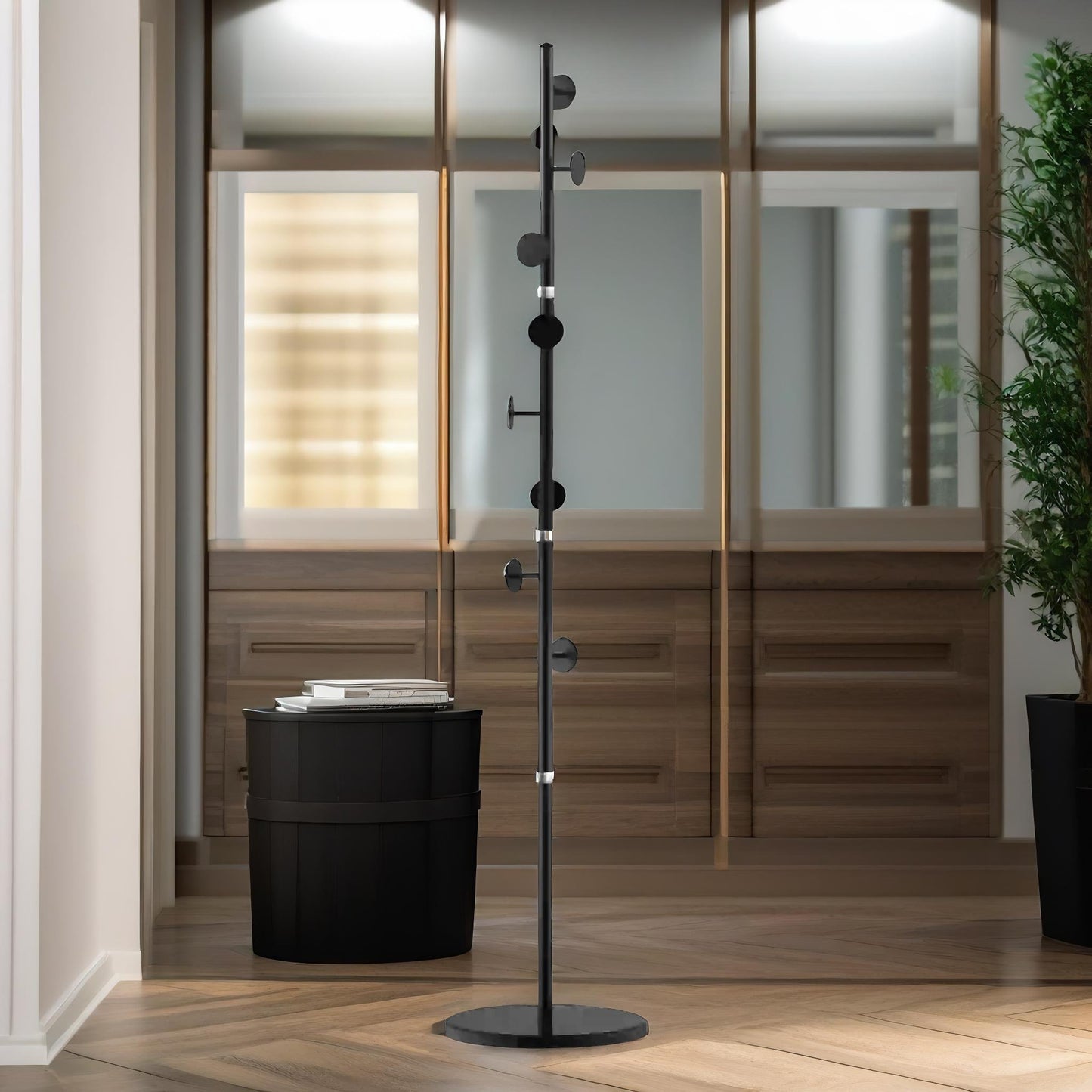 marble base adjustable coat stand with 8 hooks black