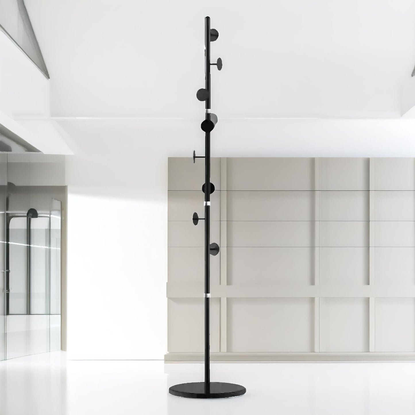 marble base adjustable coat stand with 8 hooks black