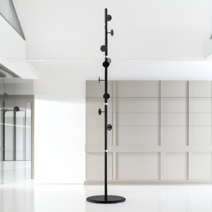 Marble Base Adjustable Coat Stand With 8 Hooks Black