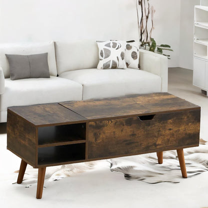 Wooden Lift Top Coffee Table With Hidden Storage