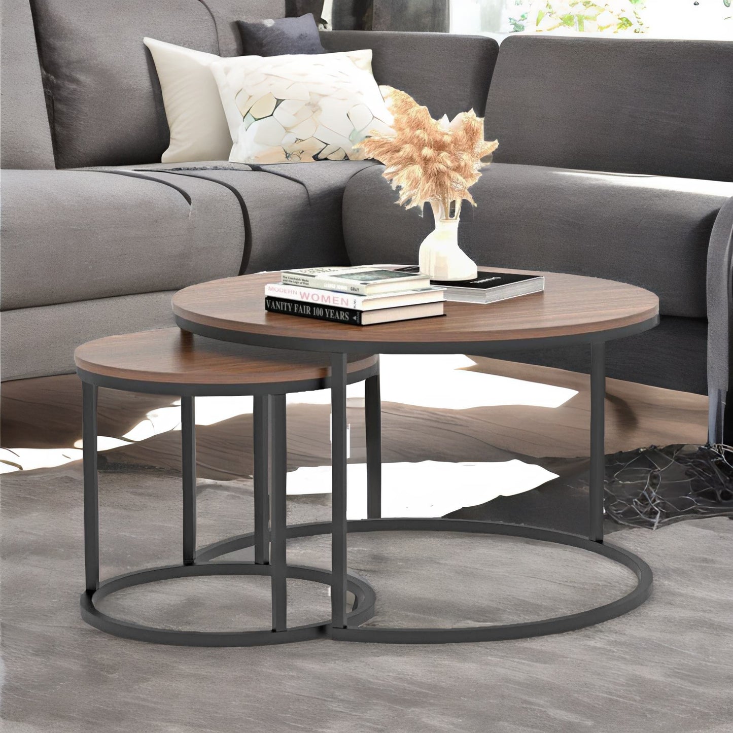 set of round nesting tables industrial