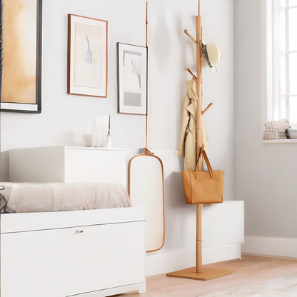 Wooden 8 Hook Coat Stand With Square Base