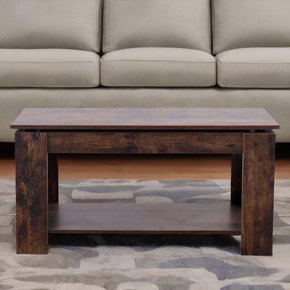 Industrial Brown Lift Top Coffee Table With Hidden Storage