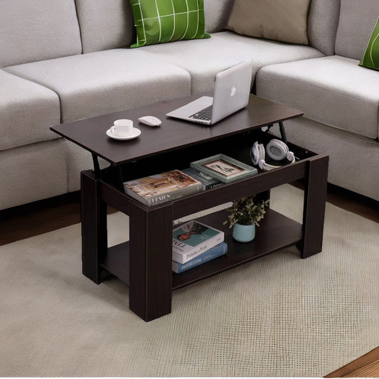 Industrial Walnut Lift Top Coffee Table With Hidden Storage