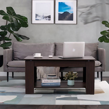 Industrial Walnut Lift Top Coffee Table With Hidden Storage