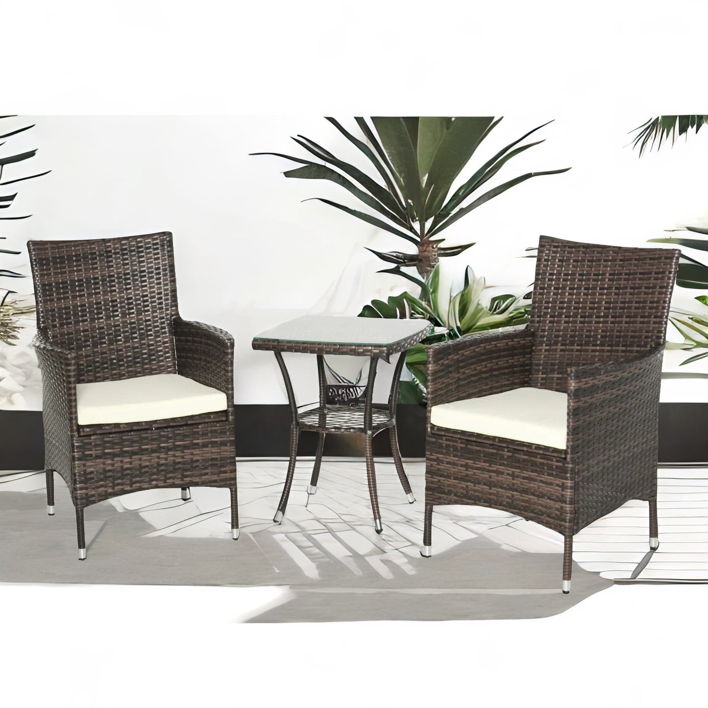 set of 3 rattan garden conversation furniture set