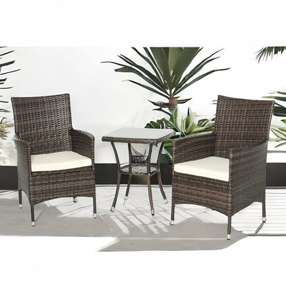 Set of 3 Rattan Garden Conversation Furniture Set