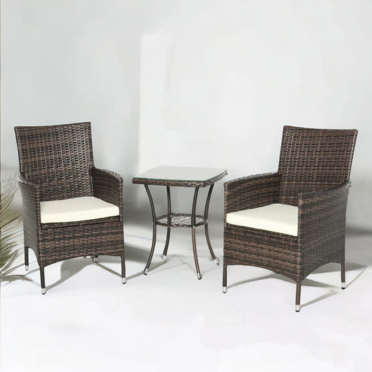 Set of 3 Rattan Garden Conversation Furniture Set