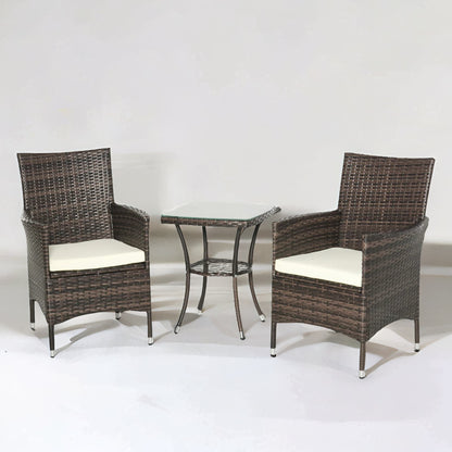 Set of 3 Rattan Garden Conversation Furniture Set