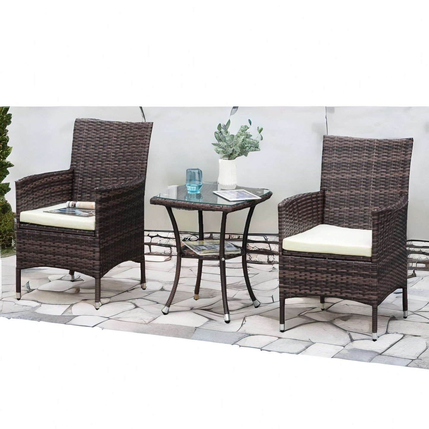 set of 3 rattan garden conversation furniture set