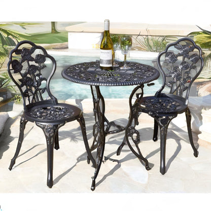 Set of 3 Cast Iron Bistro Table And Chair