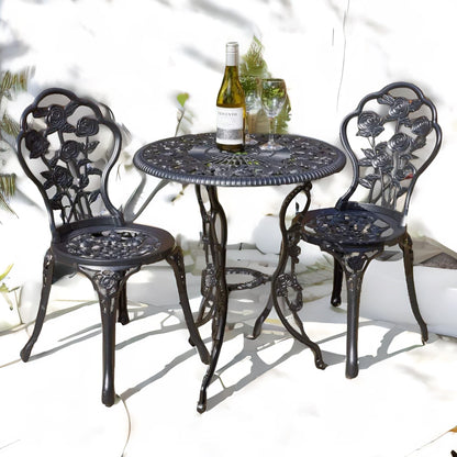 Set of 3 Cast Iron Bistro Table And Chair