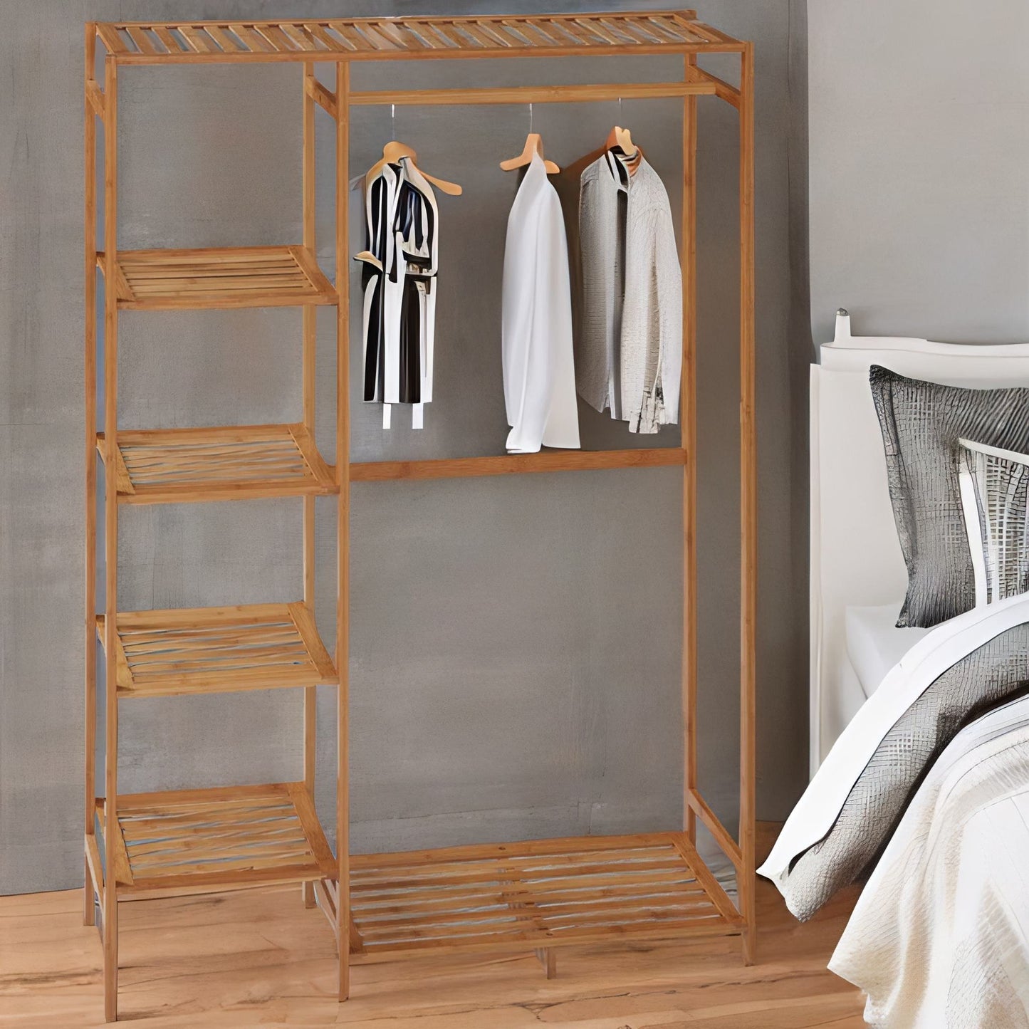 bamboo 6 tier open wardrobe