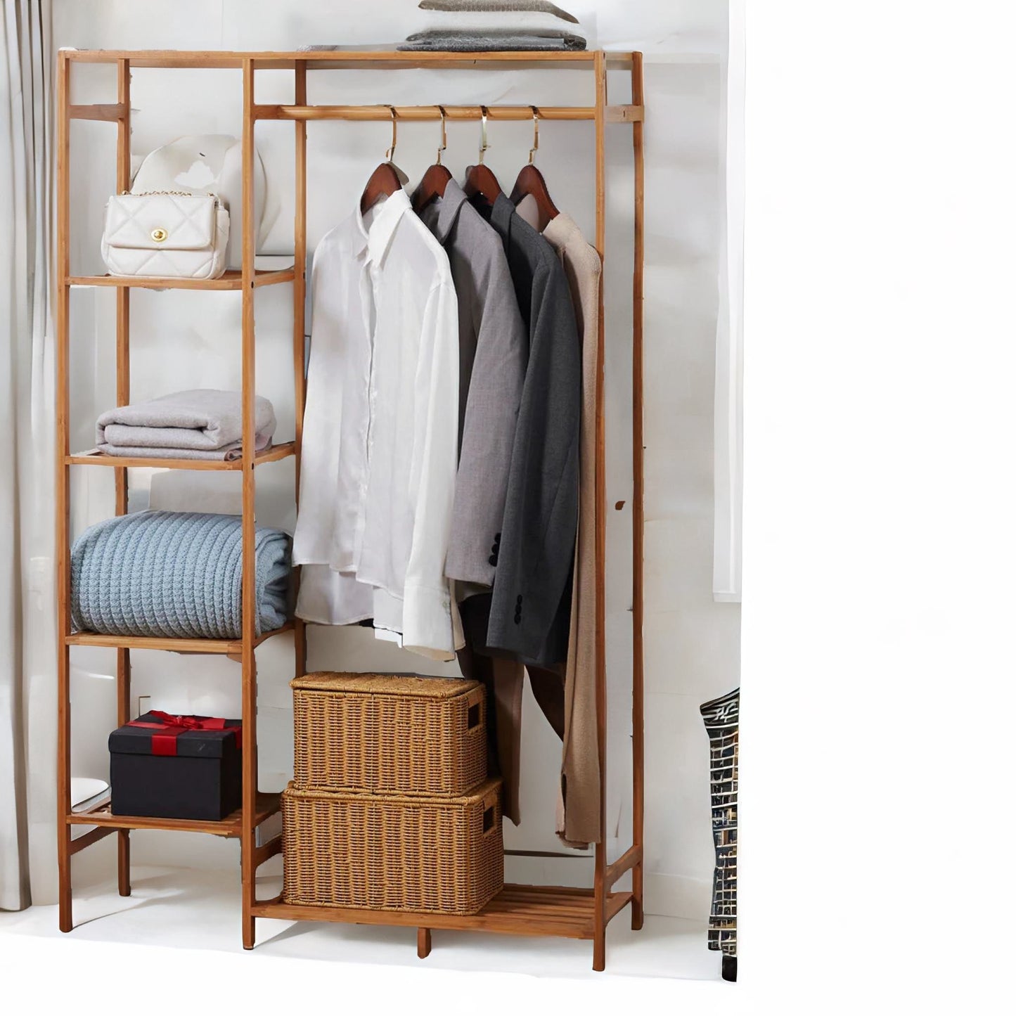 bamboo 6 tier open wardrobe