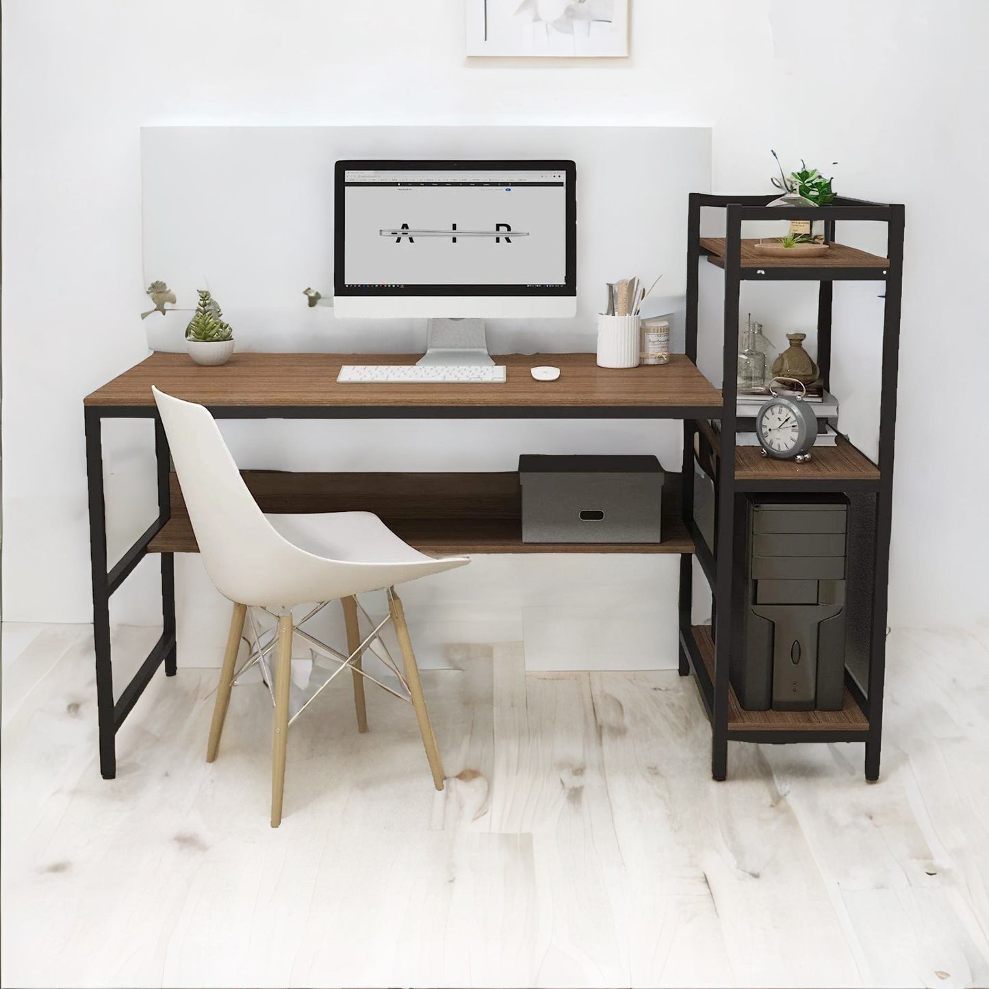 industrial writing desk with steel frame