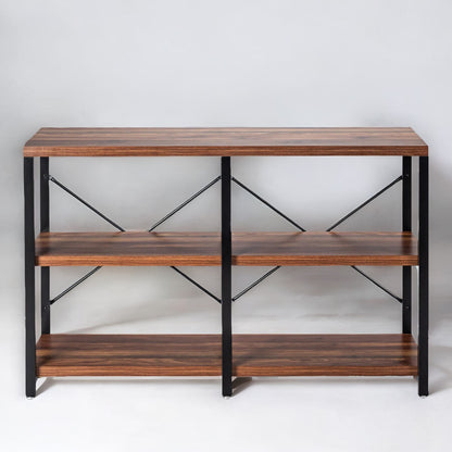 Industrial 3 Tier Rustic Console Table With Metal Frame